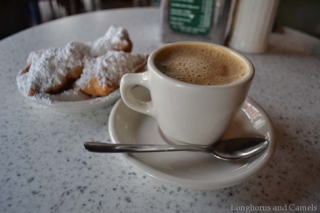 beignets and cafe au lait at Cafe du Monde. Had to visit 2 days in a row.